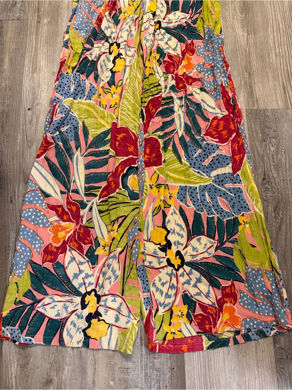 Angie Tropical Floral Wide Leg Jumpsuit Sleeveless Boho Resort Wear-Small - Picture 7 of 9